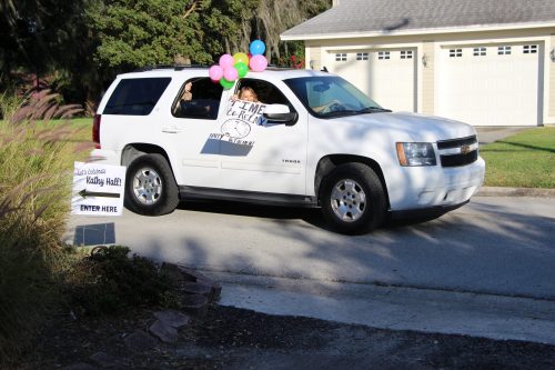 A drive-through retirement party on Friday, January 7, 2022 for Kathy Hall.